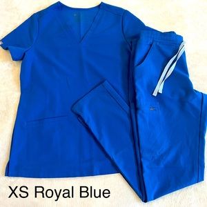 XS Figs royal blue scrub set